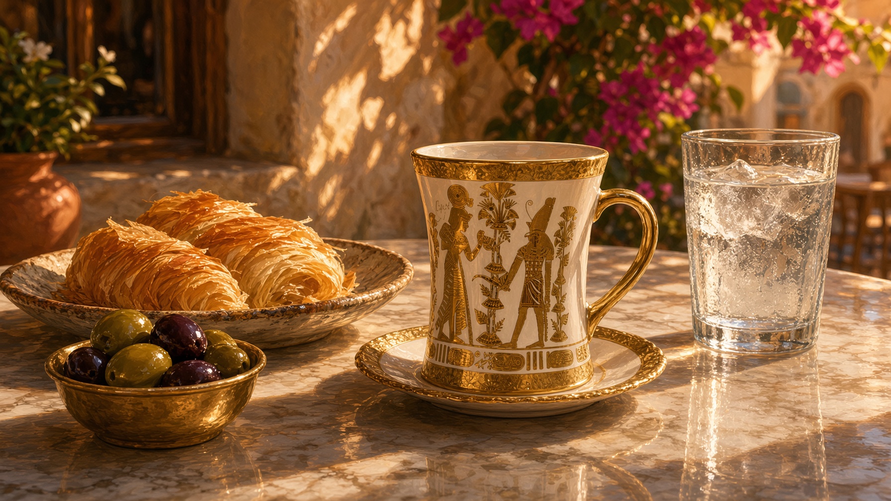 Gold cup on marble